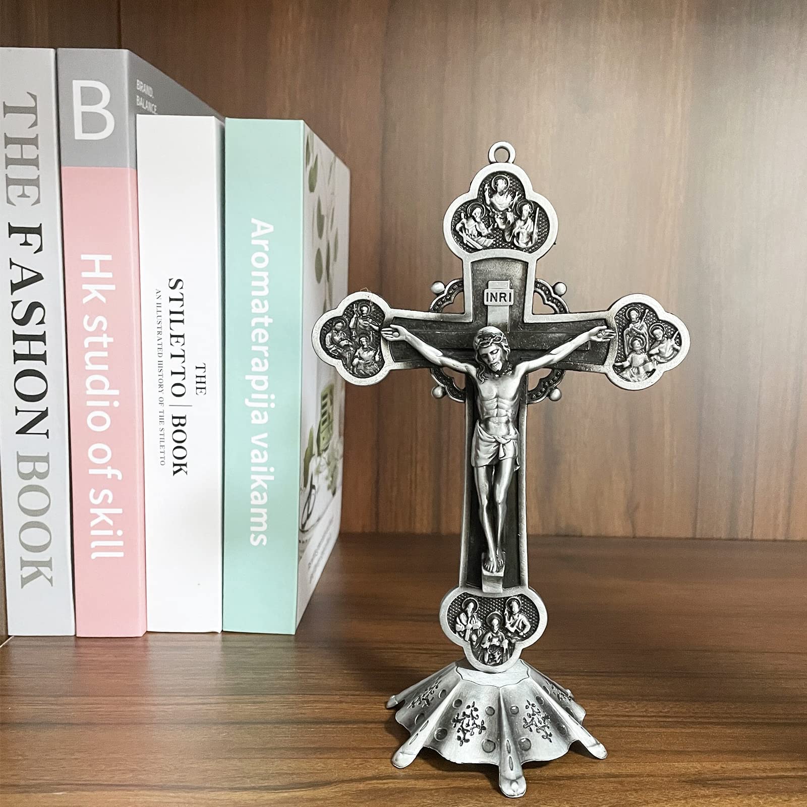 Amazon.com: 8-Inch Standing Crucifix for Tabletop - Vintage Silver